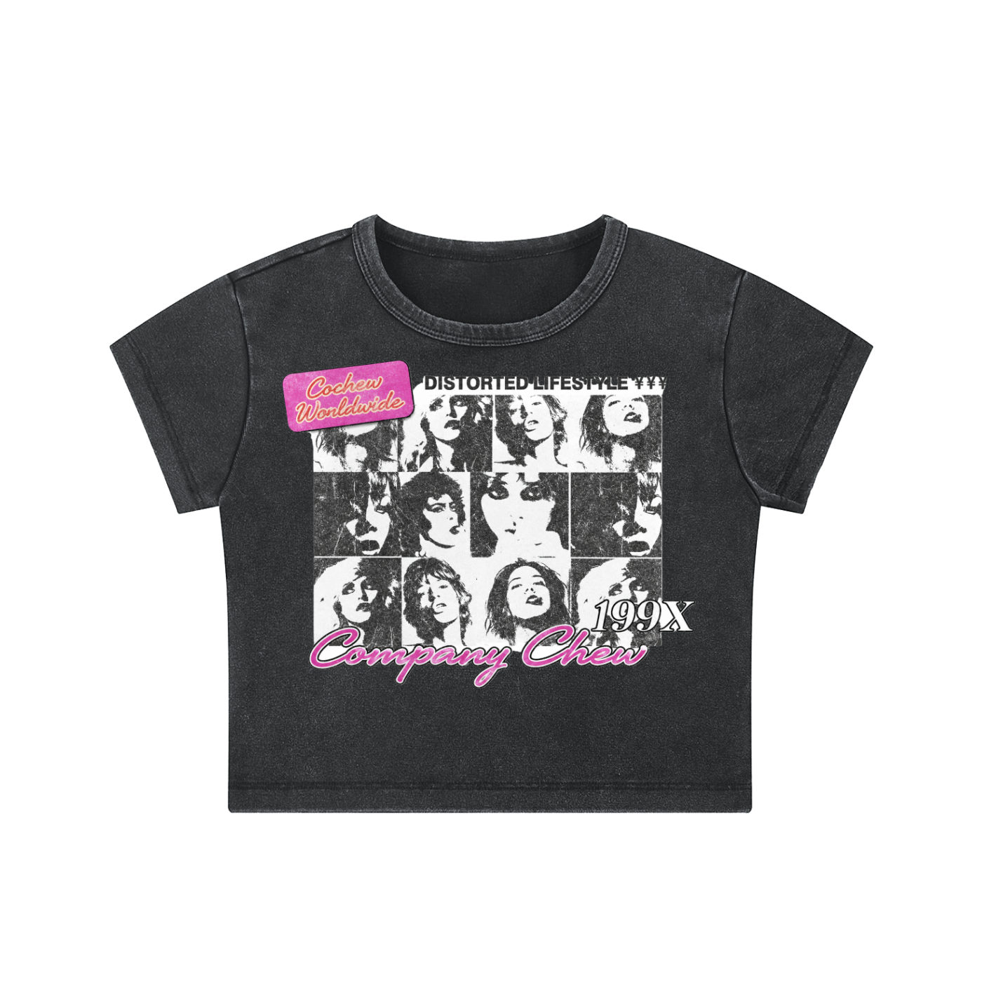 DISTORTED Crop Tee - Black