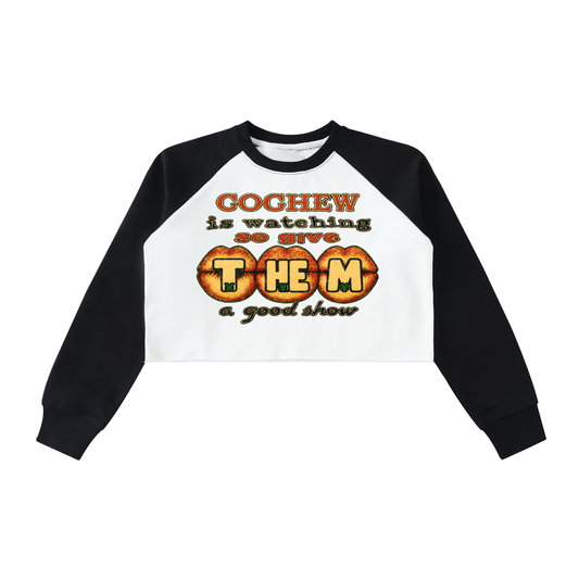 Raw-Hem Color-Block Raglan Crop Sweatshirt