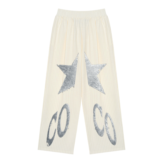 Unisex Striped Pleated Pants